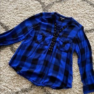 Express Tie-Up Plaid Shirt